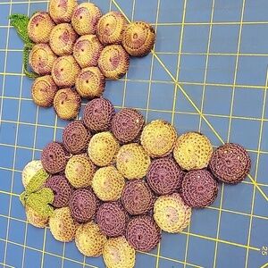 Vintage Set of 2 Embroidered Grape Heat HPad Soda Metal Tab 6.5"x5" & 9"x6"